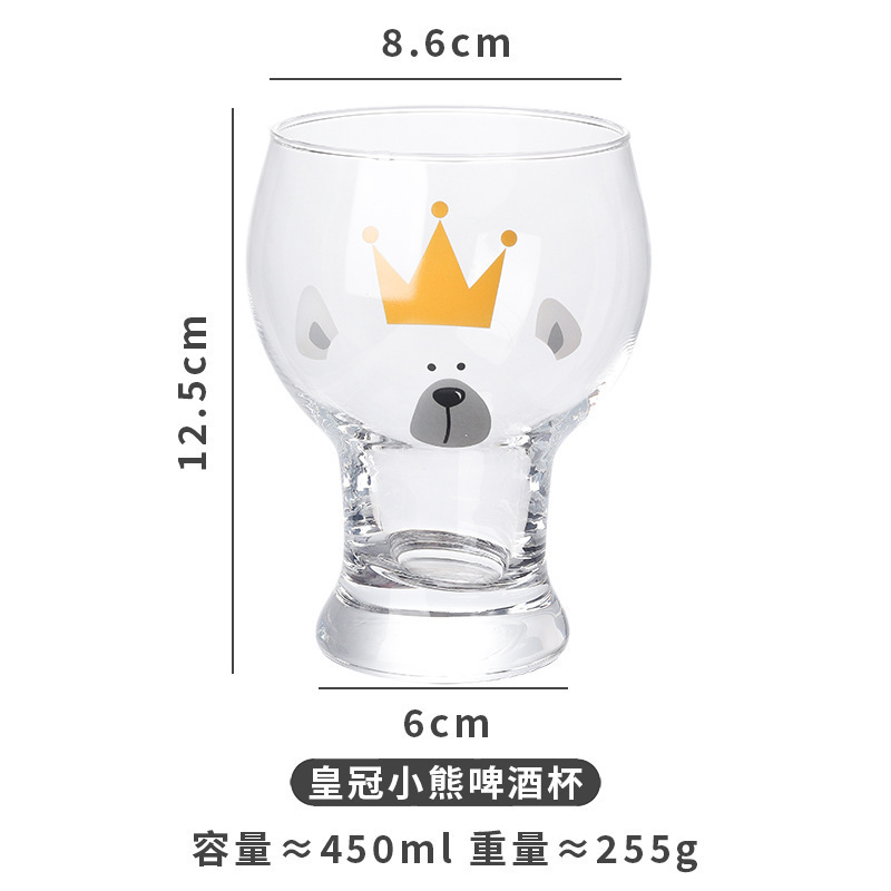 Inswind caricatura encantadora taza de agua de vidrio creativa coreana taza de cerveza artesanal taza de vidrio de oso personalizado