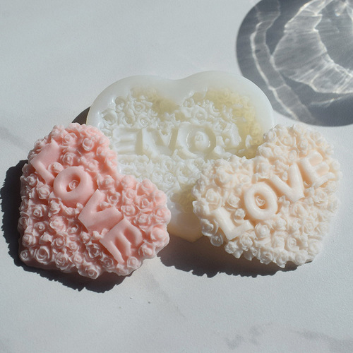 Valentine's Day LOVE Heart-Shaped Rose Car Air Freshener Gypsum Pendant DIY Diffuser Stone & Homemade Candle Mold