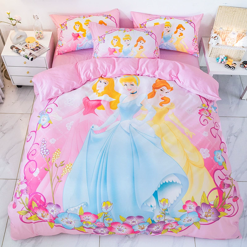 Белоснежный хлопковый Детский комплект из четырех предметов с героями мультфильмов, 1,2 м, одно хлопковое пододеяльник, простыня, студенческое общежитие, комплект из четырех предметов