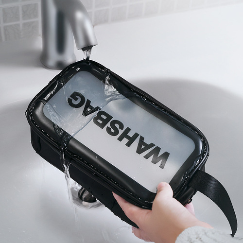 Transparent Waterproof Makeup Bag PU Korean Sanding Convenient Shoulder Storage Bag Swimming Bag PVC Cosmetics Toiletry Bag