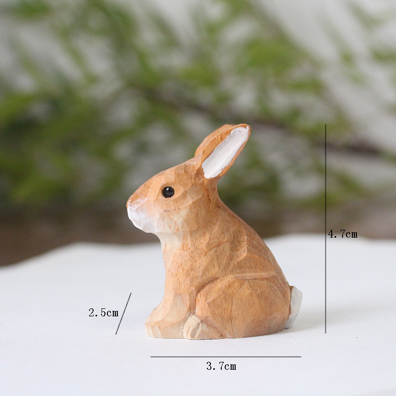 Qingmufan wooden bunny ornaments can be used as pendants forest farm animal cartoon cute wood carving gifts