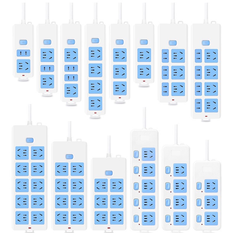 Corded 2m 3m 5m 10m power strip, blue and white, high-power, pure copper electrical outlet, household socket Corded 2m 3m 5m 10m power strip, blue and white, high-power, pure copper electrical outlet, household socket