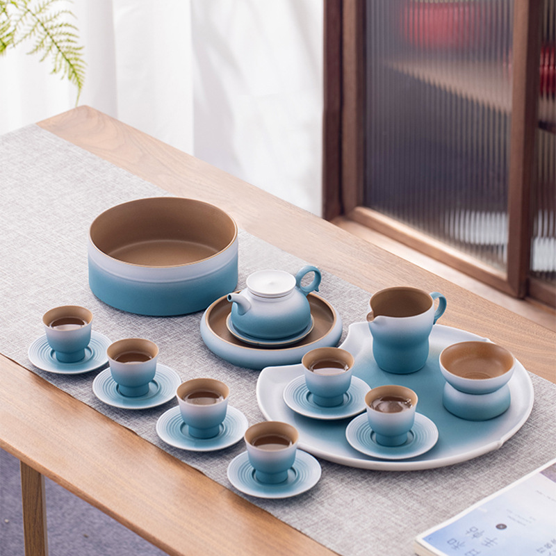 功夫茶具套裝家用辦公室簡約日式輕奢陶瓷茶壺茶杯禮盒蓋碗套組