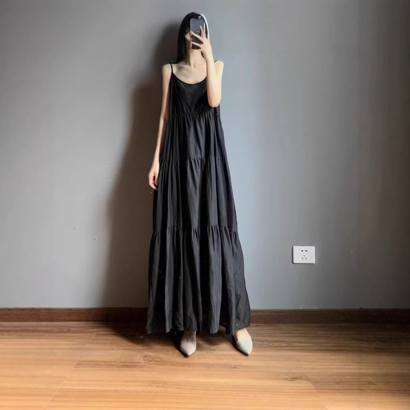 Plus Size 150kg Vintage Style Sleeveless Dress, Extra-Long Floor-Length Dress for Women, Summer Loose Fit Slimming Slip Dress