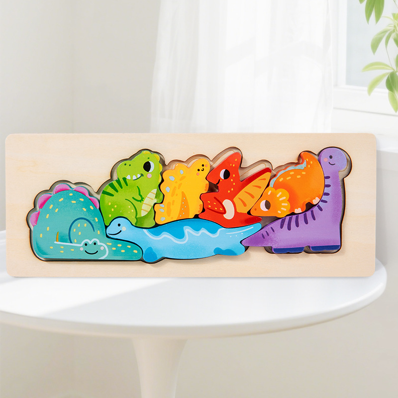 Madera para niños animales padres-hijos puzzle tridimensional bloques de construcción puzzle bebé puzzle de madera ayuda de enseñanza temprana juguetes de puzzle