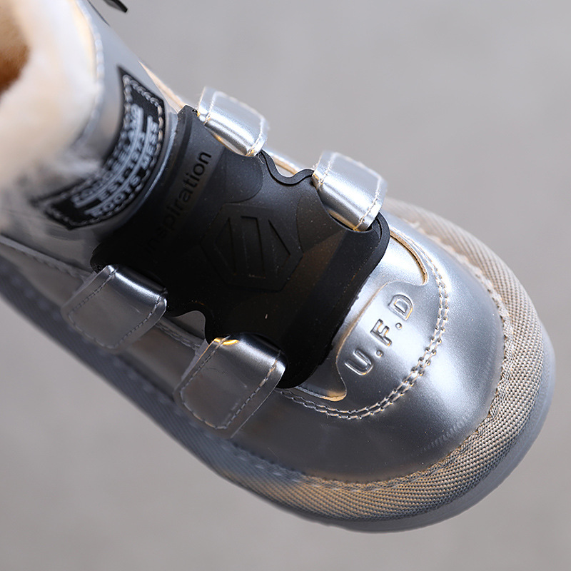 Children's snow boots New fashion girls' boots plus fleece thickened ankle boots waterproof boys' shoes cotton shoes_voghion.com