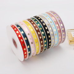 韓式燙金小愛心緞帶蝴蝶結飾品禮品禮盒蛋糕烘焙鮮花包裝綁紮絲帶