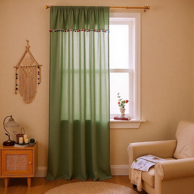 Finished Curtains for Export, Cross-Border American Style, Small Windows, Kitchen Bay Windows, Living Room, Dining Room, Bedroom, Semi-Blackout Short Curtains
