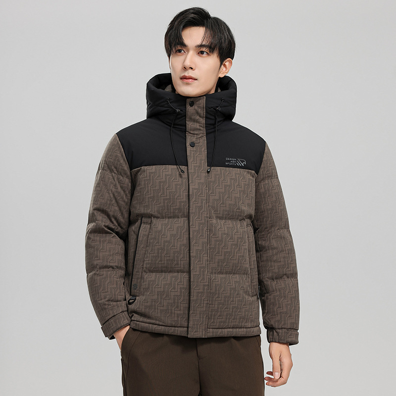 Brand 2025 Winter New down Jacket Men's Fashion Trendy Splicing Printing Thickeneded Warm and Cold-Proof Winter Jacket