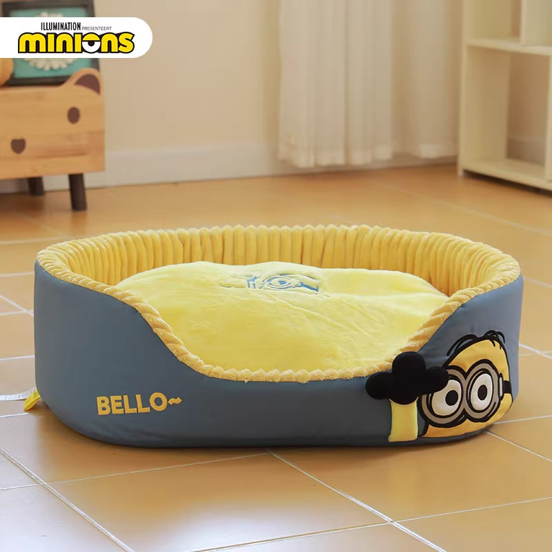 Miniones Amarillos| Stuart serie esponja cama de invierno para perros dormir mascotas invierno calentamiento perros
