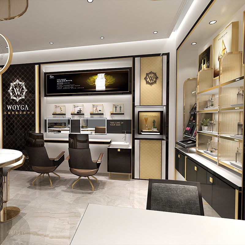 品牌化妆品连锁陈列展柜背柜  奢侈品精油面膜香薰化妆品展示柜