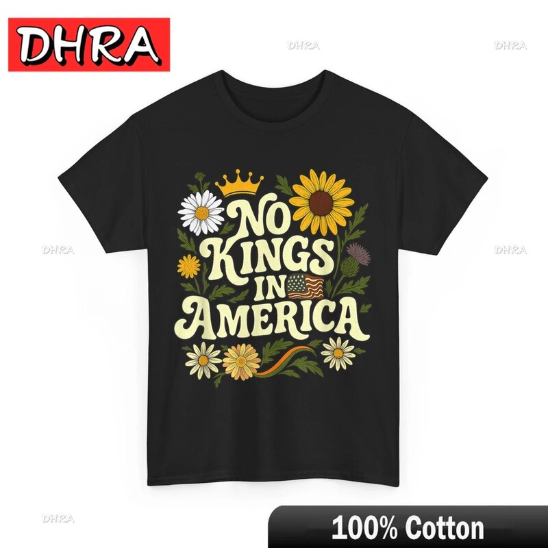 No Kings in America Shirt, American Flag Floral Women's Shirt Men's Shirt T-Shirt Cool Retro Aesthetic Top