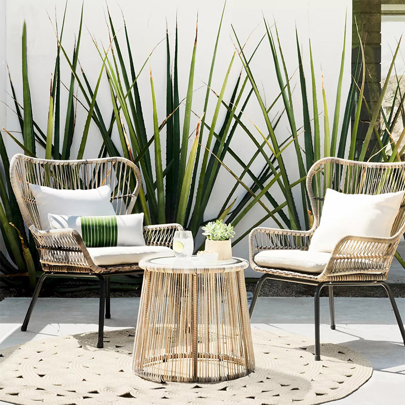 Simple ocio al aire libre Silla de ratán mesa de té de tres piezas al aire libre patio mesa y silla combinación balcón solo muebles de ratán image 3