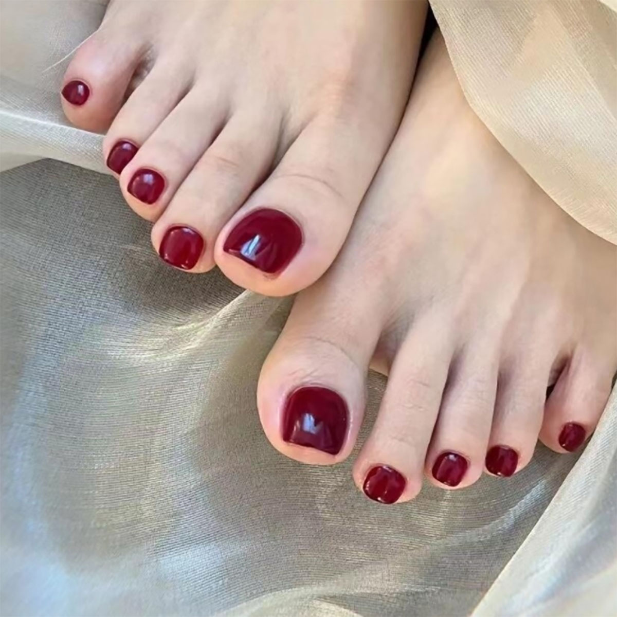 Simple solid color 14 pieces of high-end handmade toenail plating crystal sealing layer wearing nail patch nails finished wholesale