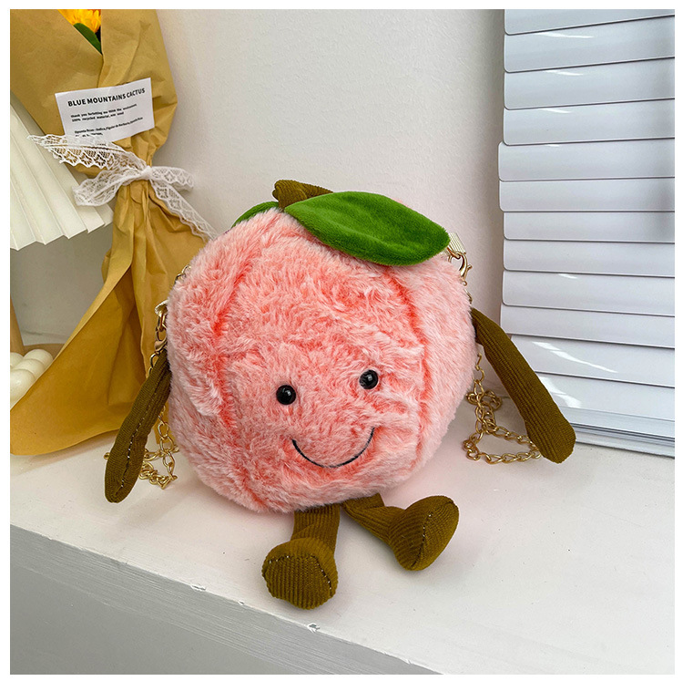 Children's fruit coin purse, plush toy, cute watermelon chain crossbody bag, hand-held pillow, girl cartoon single-shoulder bag undefined