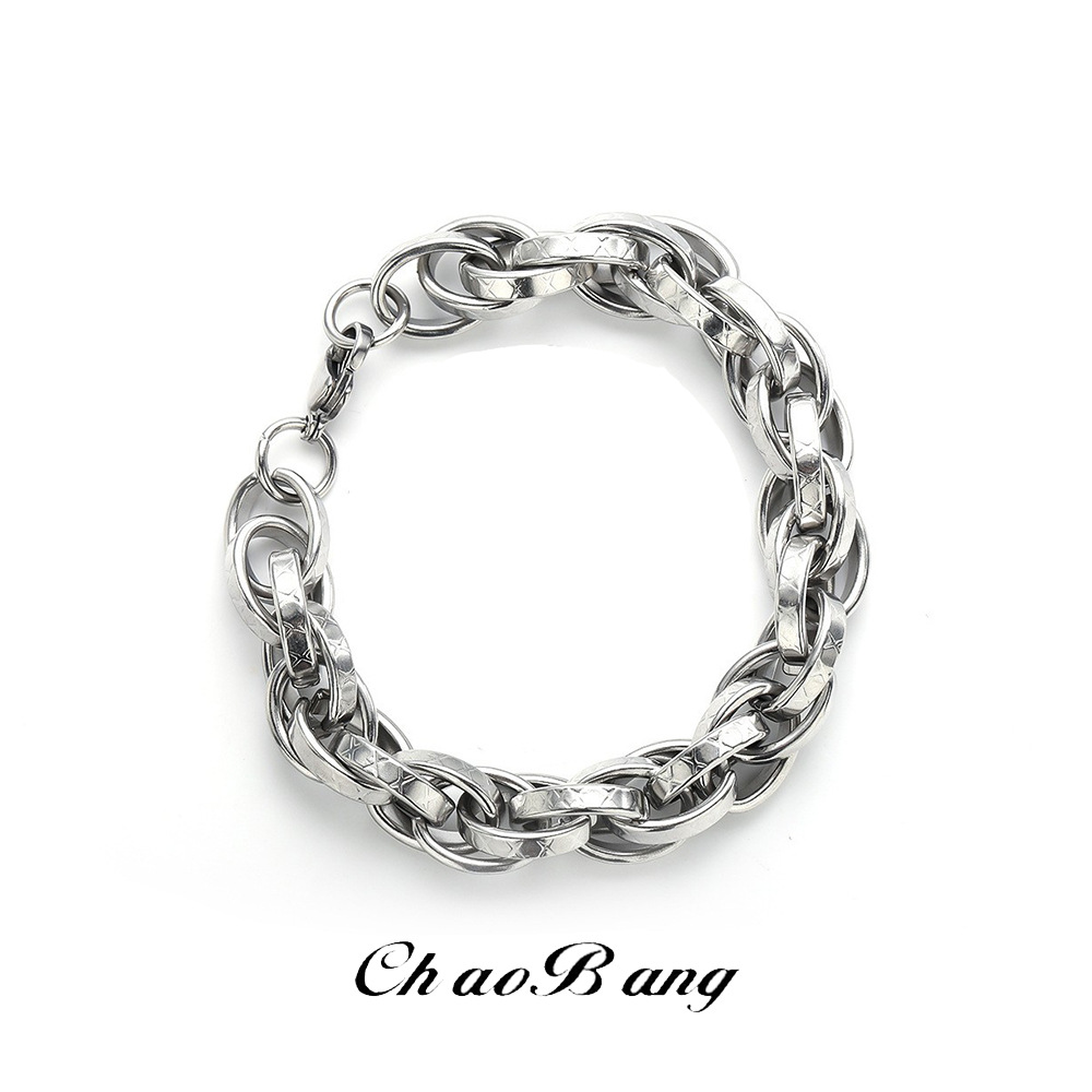 Titanium Steel Bracelet for Men, Non-Fading, Retro Personality, Hip-Hop Design, Versatile New Accessories, Women's High-End Simple Jewelry