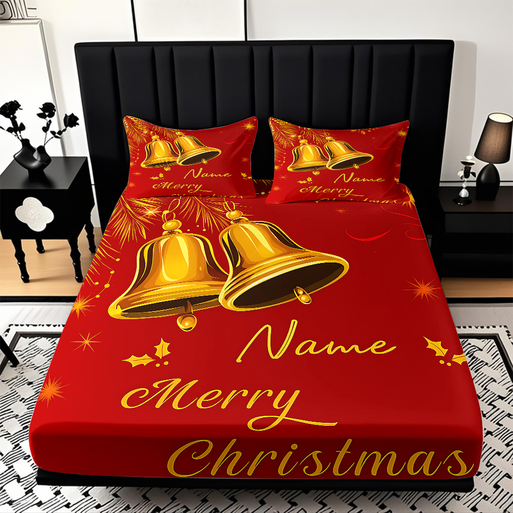 TEMU / JIT nuevos productos transfronterizos adorables series de Navidad molido HD impresión digital cama de cama Kasa set ropa de cama
