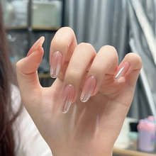 穿戴甲高级感夏季小清新手工美甲甲片裸色渐变猫眼甜妹假指甲贴片