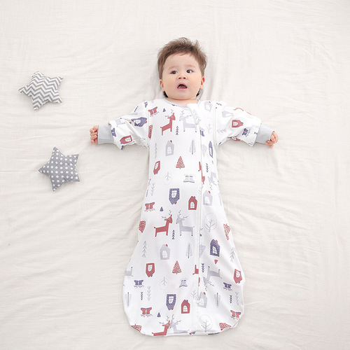 Baby sleeping bag for all four seasons, baby anti-startle swaddling, detachable sleeves, children's sleeping bag, surrender-style newborn anti-kick blanket