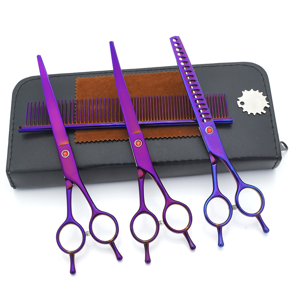 Ventas directas de fábrica para mascotas de acero inoxidable de 7 pulgadas tijeras de aseo para mascotas tijeras de corte de pelo para perros tijeras finas de espina de pescado