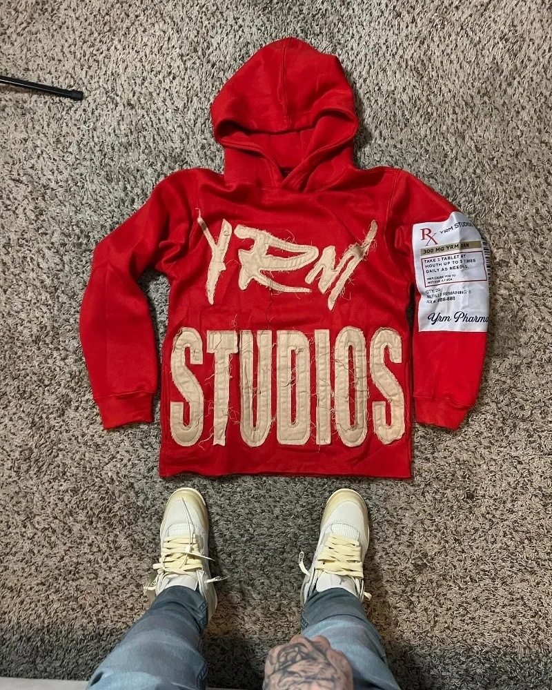 Men's Clothing Street Punk Trend Printed Hooded Pullover Sweater Fleece Unisex American Gothic_viptrois.com