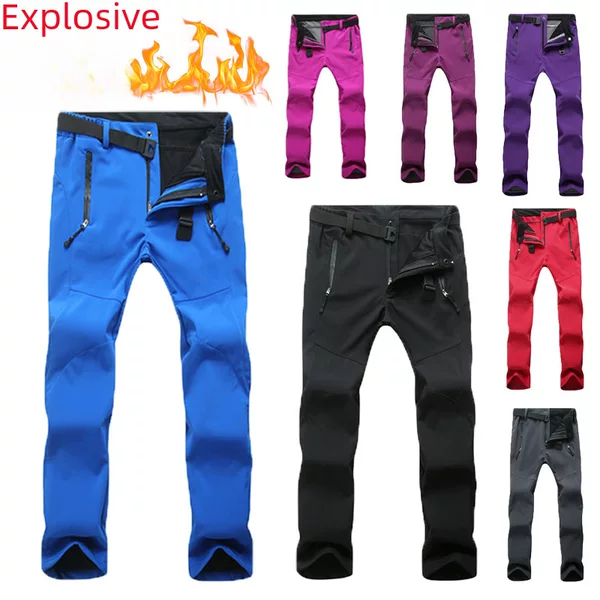 Popular Men's and Women's Autumn and Winter Soft Shell Pants, Fashionable Multi-Color Fleece Pants, Outdoor Travel Mountaineering Pants 168 Warm Fleece
