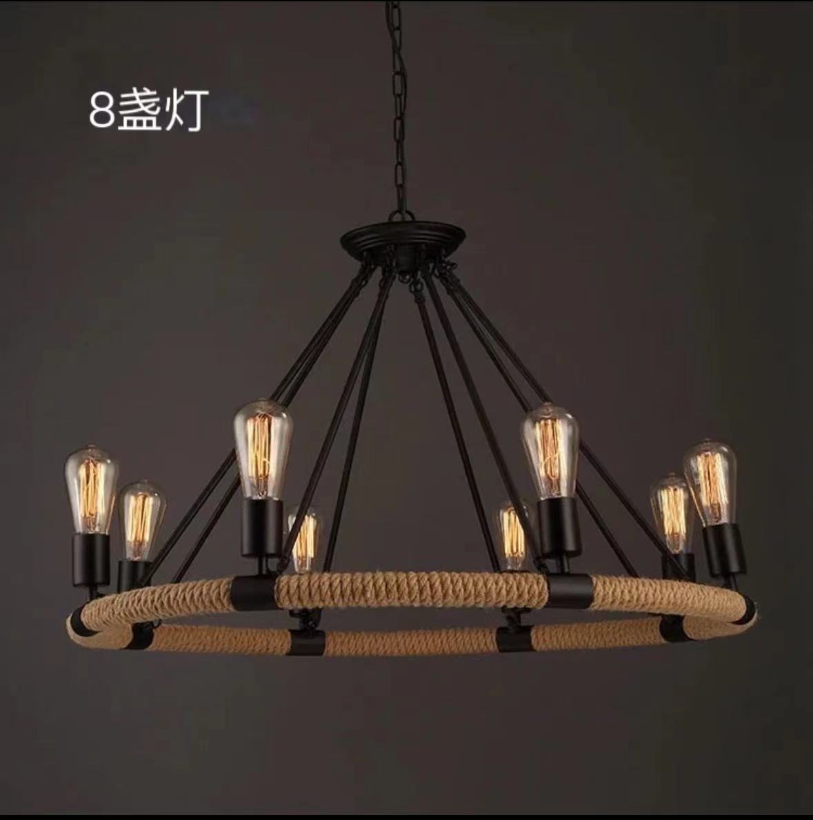 Lámpara de cuerda de cáñamo retro restaurante rustico bar tienda de ropa estilo industrial loft personalidad creativa lámpara nostálgica