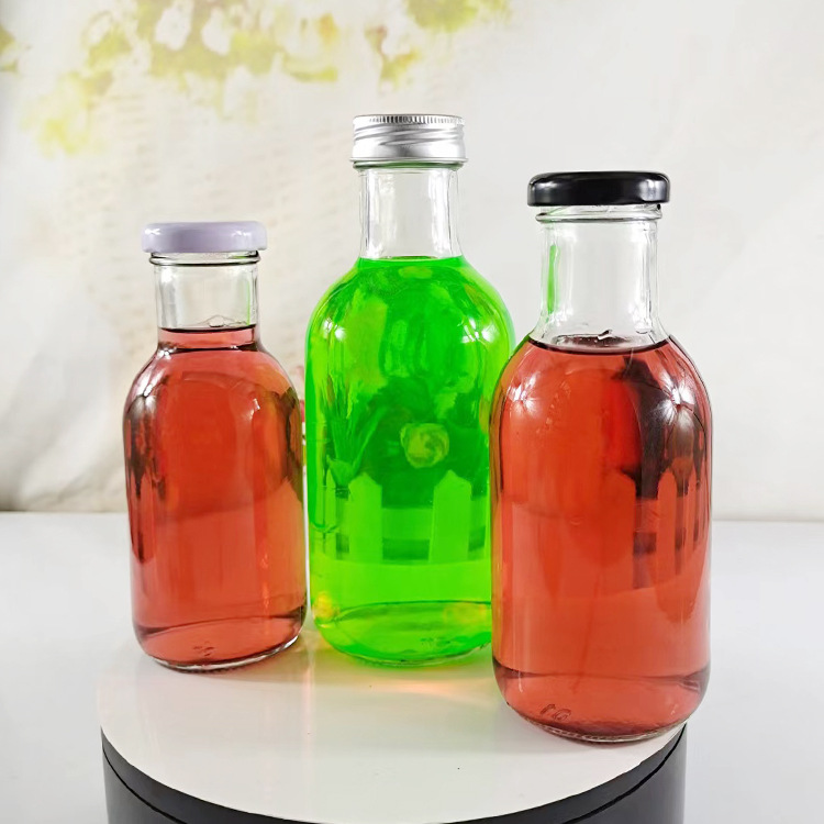 新款冷萃饮料玻璃瓶空瓶果汁瓶350ml奶茶咖啡酸奶瓶带盖批发