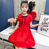Summer short sleeve dress, solid skirt, cotton mini-skirt, doll, small princess costume, with short sleeve