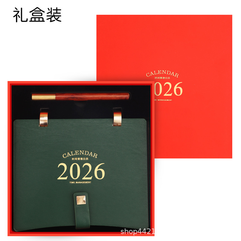 2026年馬年新作クリエイティブメタルバックル卓上カレンダー、オフィスデスク飾り、ビジネスギフトボックスセット、ロゴ印刷可能|undefined