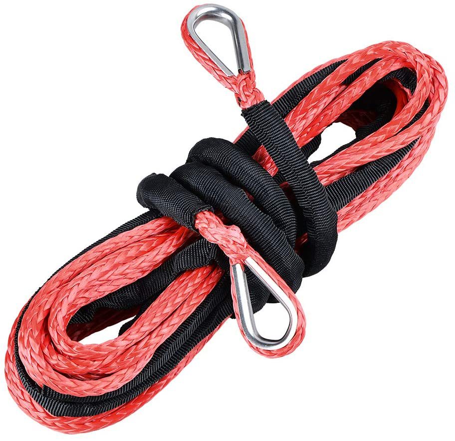 6mm Synthetic Fiber Rope Winch Rope 7700 Pounds 1/4 Polymer Trailer Rope Hook Uhmwpe Electric Winch Extension