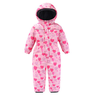New Winter Girls' One-Piece Ski Clothing, Cotton Clothing, Kidsren's Ski Clothing, One-Piece Thickeneded Warm Heart Printed Cotton Clothing
