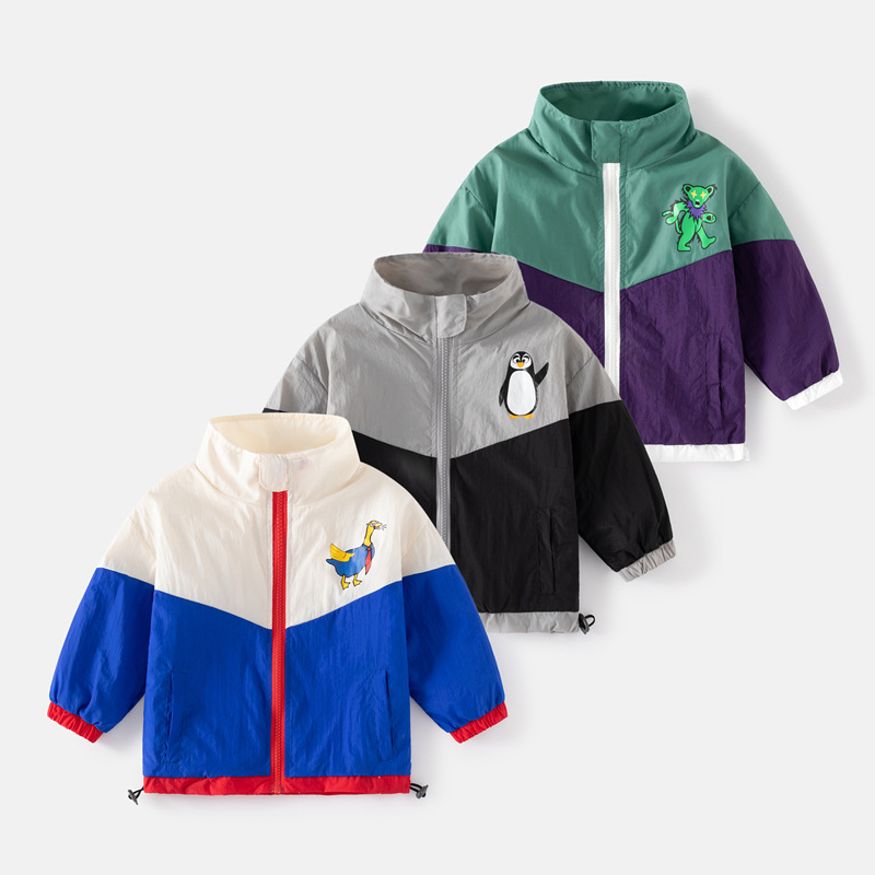 Summer Children's Clothing Children's Jacket 2023 New Boy Sun Protection Clothes Baby Cover-up Korean Style Striped Cartoon Jacket Trendy