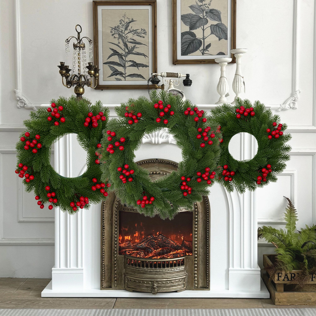 Navidad transfronteriza grasa anillo de pino Knox pin festival simulación guirlanda de flores navideñas decoración navideña puertas colgantes navideñas nuevo