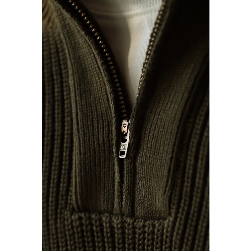 Half Zip Stand Up Collar Sweater, Men's Autumn And Winter Knitted Sweater, Thread Sweater, Hoodie Trend_voghion.com