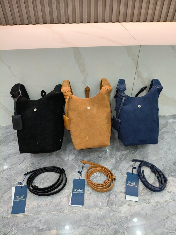 Polo Basket Bag 2025 New Style Lychee Pattern Cowhide Leather Bucket Bag Single Shoulder Crossbody Tote Women's Bag