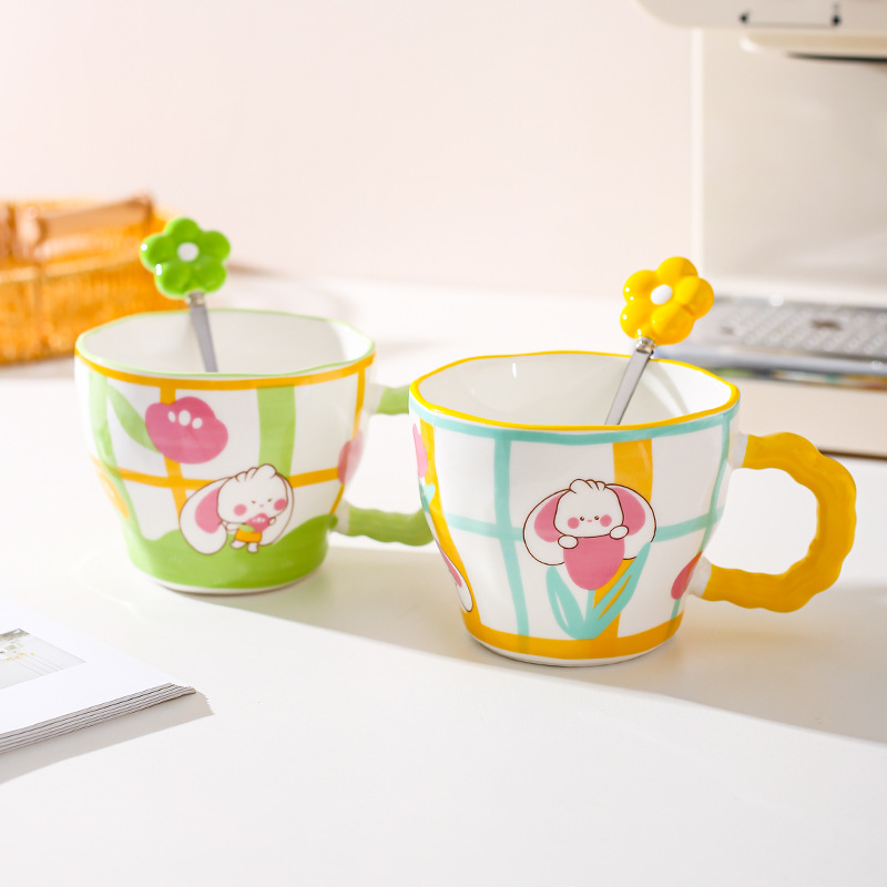 Creativo lindo conejo Taza de cerámica Oficina regalo taza de café taza de agua taza de desayuno