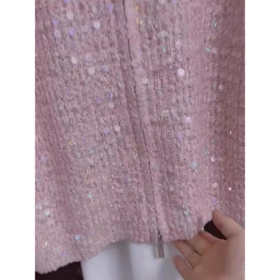 Korean Style Gentle Style Versatile Pink Sequined V-Neck Zipper Sun Protection Knitwear 2025 New Spring Style Top