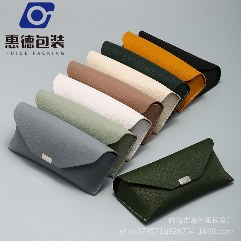 Litchi Pattern Square Buckle Sunglasses Case Glasses Leather Case Wholesale Anti-Stress Sunglasses Gift Box with Logo Printable Retro Leather