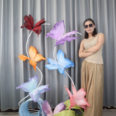 完成したペーパーアート蝶模擬花手作り diy ショッピングモールの窓の装飾品結婚式の装飾道路ガイド模擬蝶