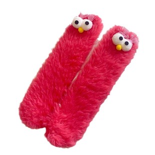 Socks Women Funny Big Eyes Plush Autumn and Winter New Thickened Floor Sleep High Beauty Value Cute Warm Mid-tube Socks