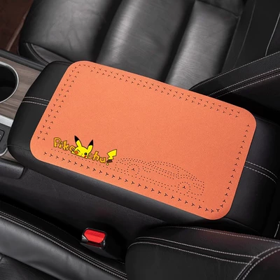 car center armrest box cover – Armrest box pad - topfur-armrest-pad-pikachu-fiery-orange