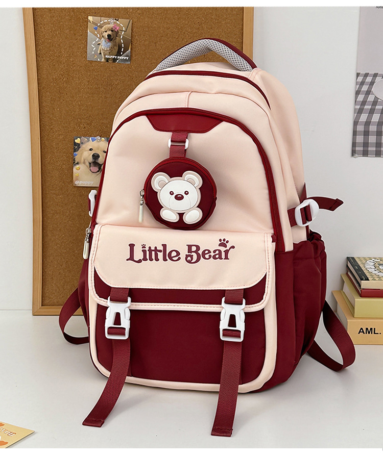 Vintage-Inspired School Backpack For Teens - Stylish & Spacious Unisex Bookbag With Breathable Cushion Straps, Trendy Color Block Design_voghion.com