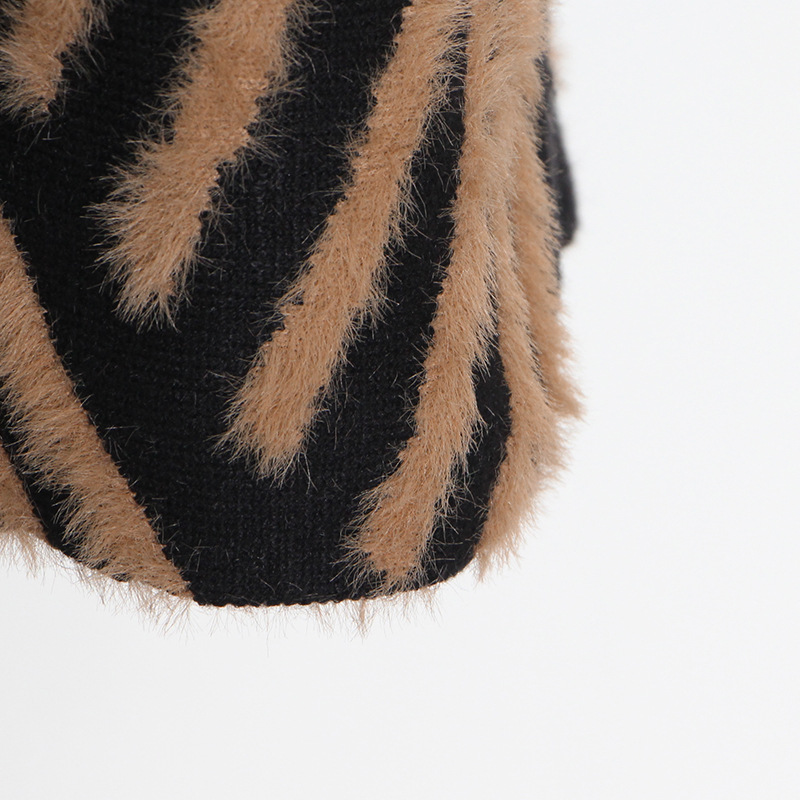 Loose Knitted Dress Winter Stand Collar Oblique Buckle Long Sleeve Mink Hair Sweater with Belt