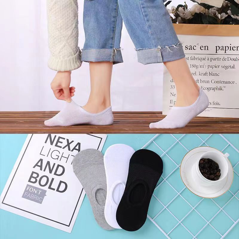 Zhuangyi fábrica al por mayor negro blanco gris mallas invisibles calcetines poco profundos respirantes antiodores invisibles para hombres y mujeres verano