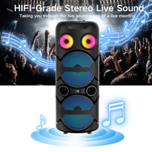 Cross-border Philippines Indonesia portable barrel dual 8-inch microphone with tweeter high-power speaker