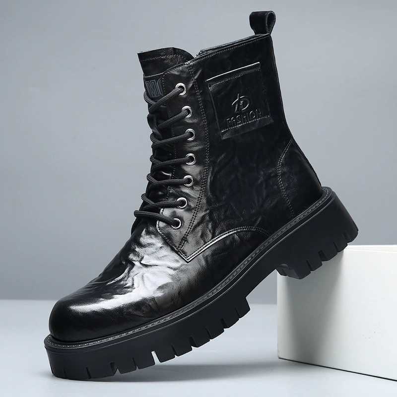 Мужские ботинки Martin, осень-зима 2025, высокие рабочие ботинки, модные повседневные мужские ботинки в британском стиле из мягкой кожи, на флисовой подкладке.