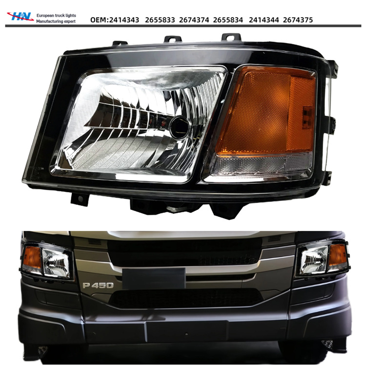 Montaje de faro de camión Scania a la derecha Luz halógeno para faro de camión nuevo P450 de Scania