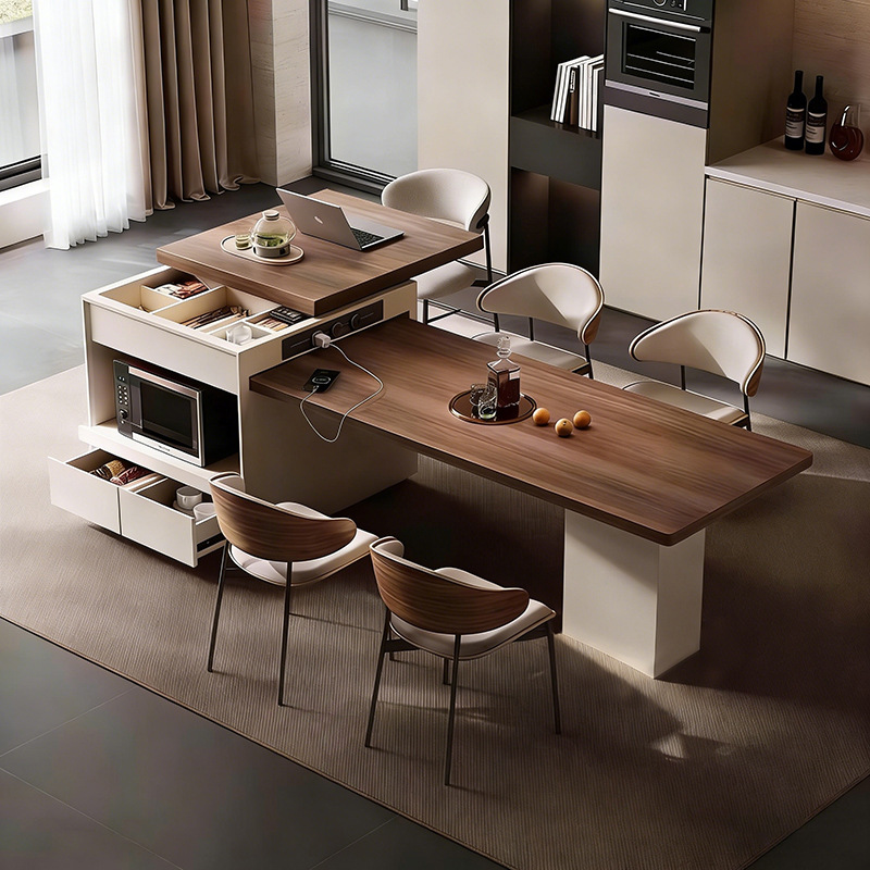 Mesa de comedor de roca italiana en todo un hogar telescópico multifuncional mesa de mesa de cocina moderna y simple de alta gama