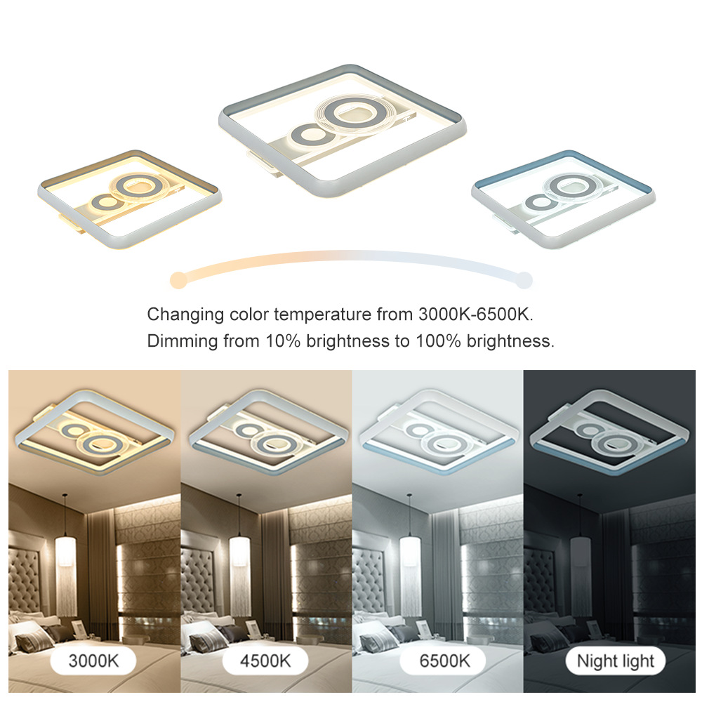 新款現(xiàn)代簡約LED吸頂燈2.4G方形72W智能控制臥室燈客廳燈中山燈飾